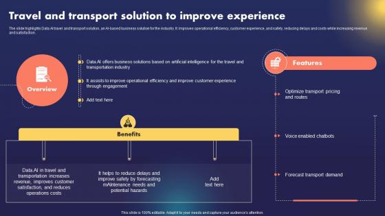 Data AI Artificial Intelligence Travel And Transport Solution To Improve Experience AI SS