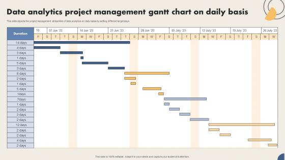 Data Analytics Project Management Gantt Chart On Daily Basis