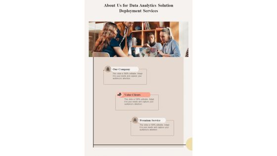 Data Analytics Solution Deployment For About Us One Pager Sample Example Document