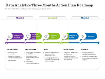 Data analytics three months action plan roadmap