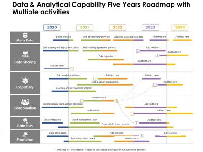 Data and analytical capability five years roadmap with multiple activities