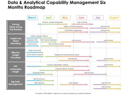 Data and analytical capability management six months roadmap