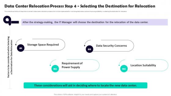 Data Center Relocation Process Step 4 Selecting The Destination For Relocation Ppt Slides Professional