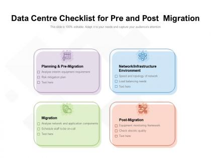 Data centre checklist for pre and post migration