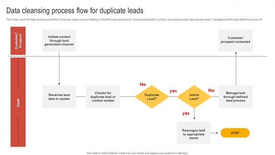 Data Cleansing Process Flow For Duplicate Leads Enhancing Customer Lead Nurturing Process