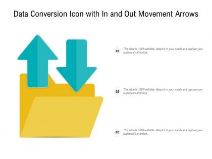 Data conversion icon with in and out movement arrows