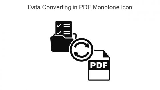 Data Converting In PDF Monotone Icon In Powerpoint Pptx Png And Editable Eps Format