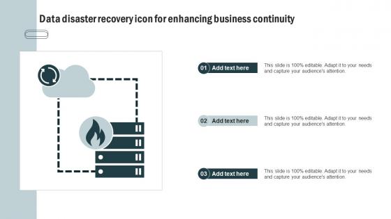Data Disaster Recovery Icon For Enhancing Business Continuity