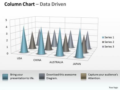 Data driven 3d chart to incorporate business information powerpoint slides