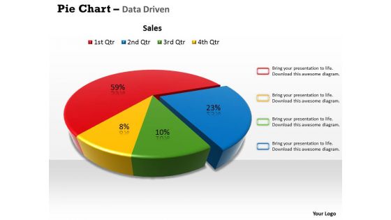 Data driven 3d pie chart for business process powerpoint slides
