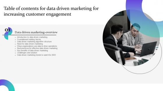 Data Driven Marketing For Increasing Customer Engagement Table Of Contents MKT SS V