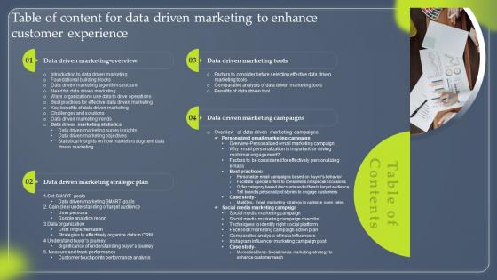 Data Driven Marketing To Enhance Customer Experience Table Of Content MKT SS V