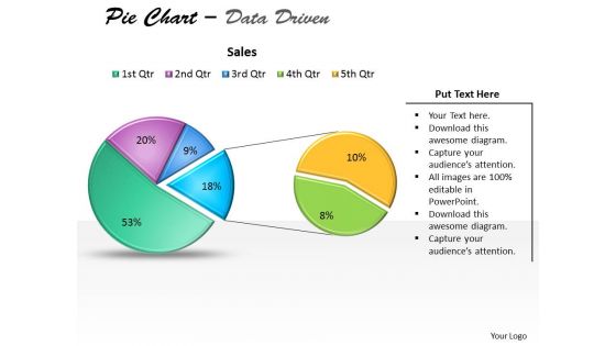 Data driven pie chart for business stratregy powerpoint slides