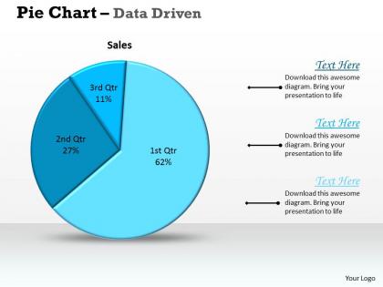 Data driven pie chart for sales process powerpoint slides