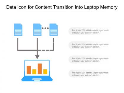 Data icon for content transition into laptop memory