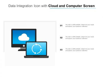 Data integration icon with cloud and computer screen