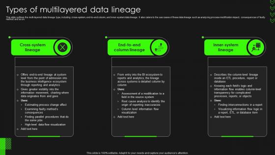 Data Lineage Importance It Types Of Multilayered Data Lineage Ppt Professional Background Image