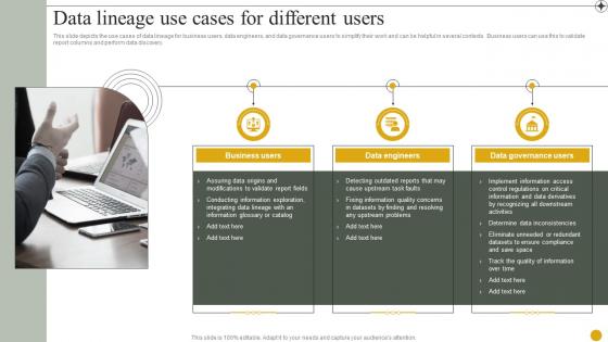 Data Lineage Use Cases For Different Users Ppt Powerpoint Presentation Icon Model