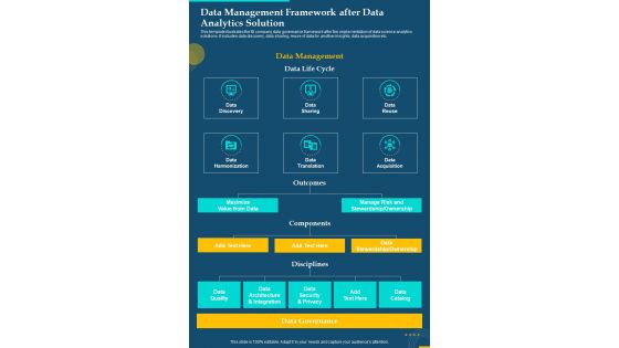 Data Management Framework After Data Analytics Solution One Pager Sample Example Document