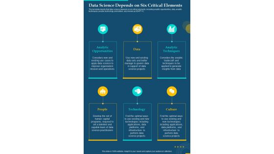 Data Science Depends On Six Critical Elements One Pager Sample Example Document