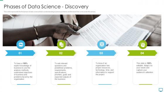 Data scientist phases of data science discovery ppt brochure