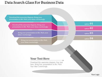Data search glass for business data flat powerpoint design