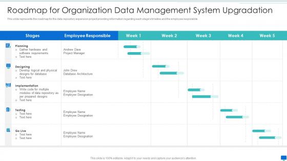 Data storage system optimization action plan roadmap for organization data management system upgradation