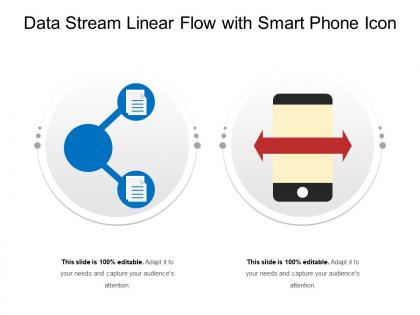 Data stream linear flow with smart phone icon