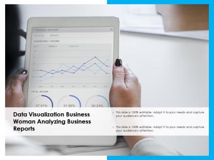 Data visualization business woman analyzing business reports