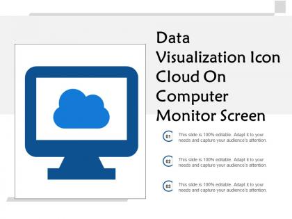 Data visualization icon cloud on computer monitor screen