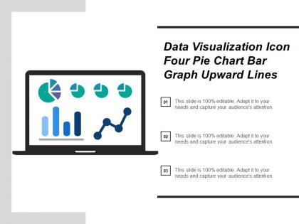 Data visualization icon four pie chart bar graph upward lines