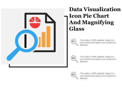 Data visualization icon pie chart and magnifying glass