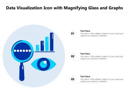 Data visualization icon with magnifying glass and graphs