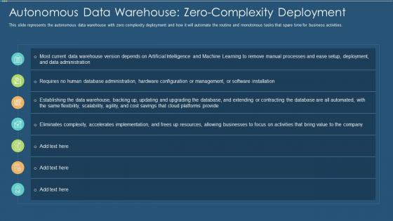 Data warehouse it autonomous data warehouse zero complexity deployment