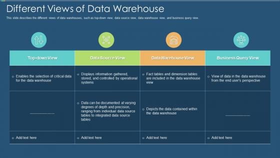 Data warehouse it different views of data warehouse ppt slides graphics example