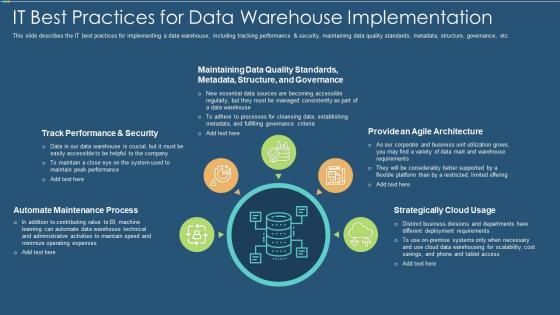Data warehouse it it best practices for data warehouse implementation