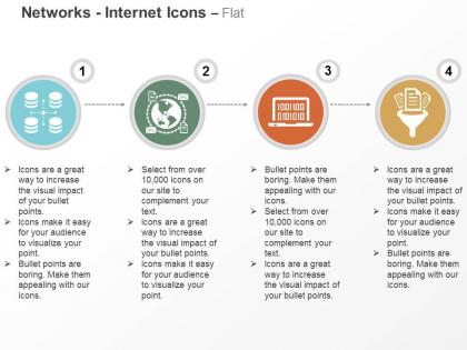 Database connection global network process filtration ppt icons graphics
