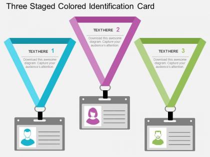 Db three staged colored identification card flat powerpoint design