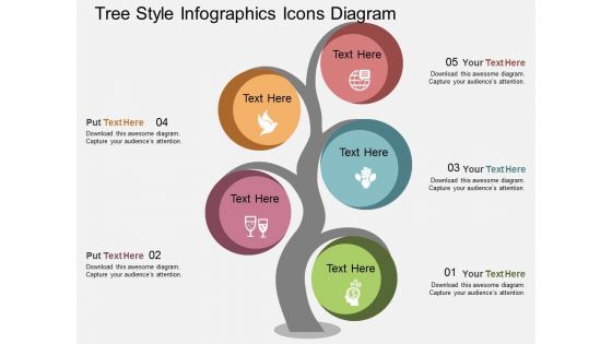 Db tree style infographics icons diagram flat powerpoint design