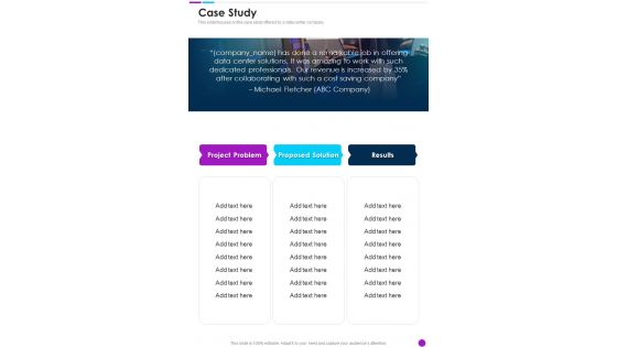 Dcaas Proposal Case Study One Pager Sample Example Document