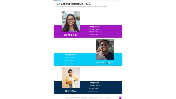 Dcaas Proposal Client Testimonials One Pager Sample Example Document