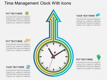 Dd time management clock with icons flat powerpoint design