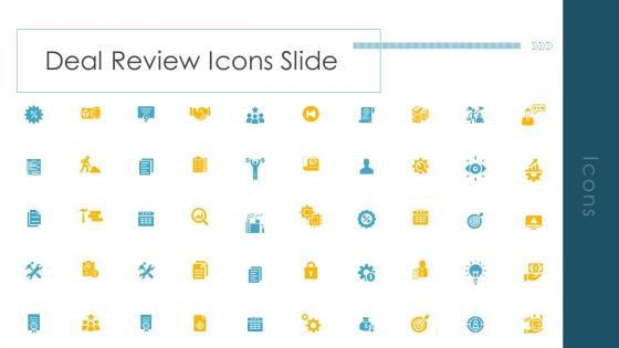 Deal review icons slide ppt portfolio samples