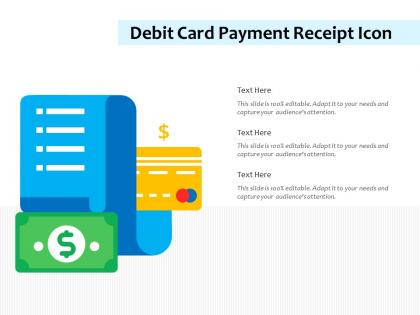 Debit card payment receipt icon