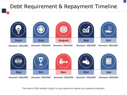 Debt requirement and repayment timeline ppt inspiration pictures