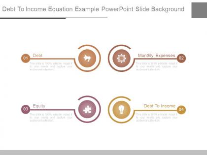 Debt to income equation example powerpoint slide background