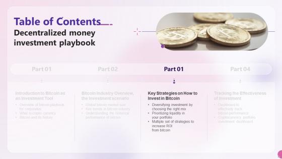 Decentralized Money Investment Playbook Table Of Contents Ppt Slides Professional