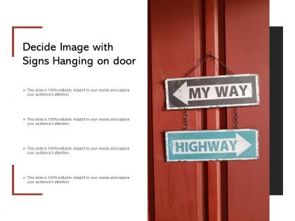 Decide image with signs hanging on door