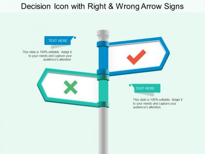 Decision icon with right and wrong arrow signs
