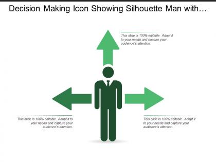 Decision making icon showing silhouette man with 3 options